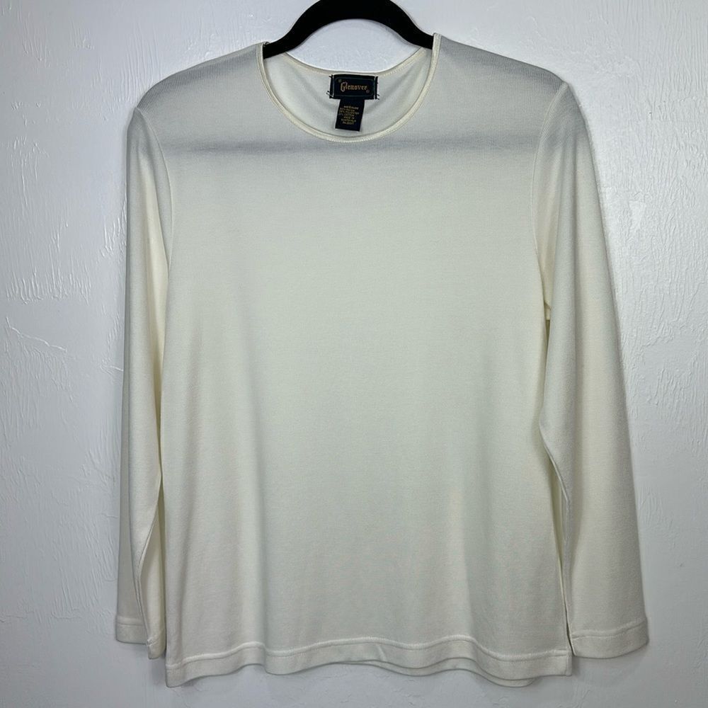 Glenover Cotton Blend Ivory Blend Long Sleeve Jersey Top Size M